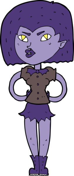 Bir insan tarafından çizilmiş vampir kız çizgi filmi.