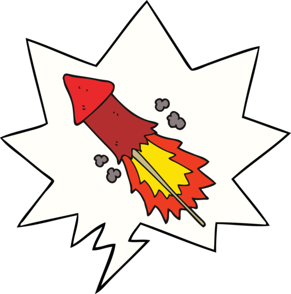 Bir insan tarafından çizilmiş konuşma baloncuklu havai fişek.