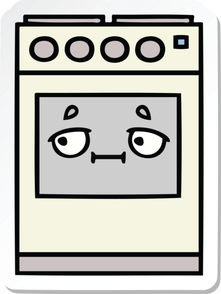 Bir insan tarafından çizilmiş şirin bir mutfak fırınının çıkartması.