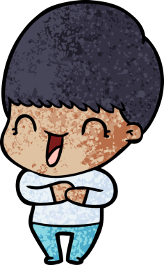 Bir insan tarafından çizilmiş mutlu çizgi film çocuğu.