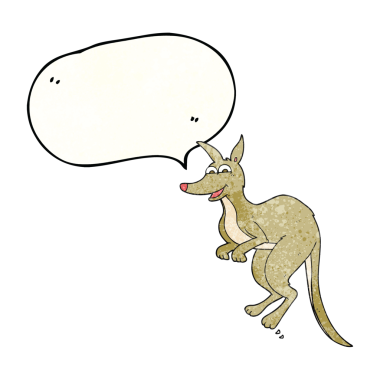 Serbest konuşma balonu bir insan tarafından çizilmiş karikatür kangurusu.