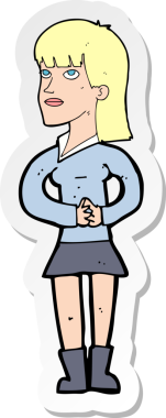 Bir insan tarafından çizilmiş bir karikatür kadının çıkartması.