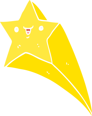 Bir insan tarafından çizilmiş düz renkli çizgi film yıldızı