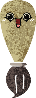 Bir insan tarafından çizilmiş bir boya fırçasının retro çizim tarzı karikatürü