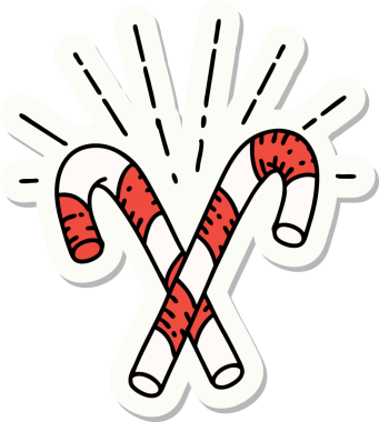 Bir insan tarafından çizilmiş dövme stili baston şekerler.