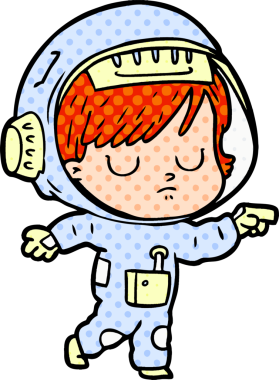 Bir insan tarafından çizilmiş astronot kadın.