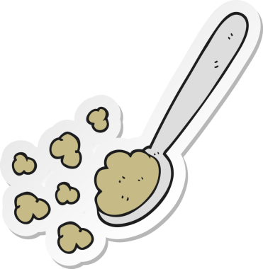 Bir insan tarafından çizilmiş bir kaşık dolusu yemek etiketi.