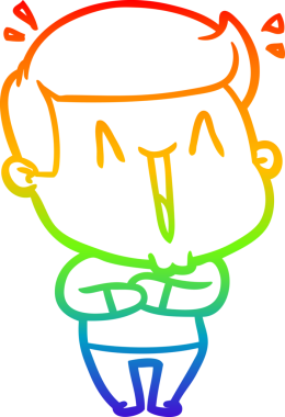 Gökkuşağı gradyanı çizimi bir insan tarafından çizilmiş heyecanlı bir çizgi film