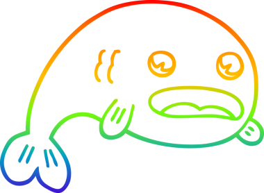 gökkuşağı gradyan çizgisi bir insan tarafından çizilmiş karikatür balığı çizimi