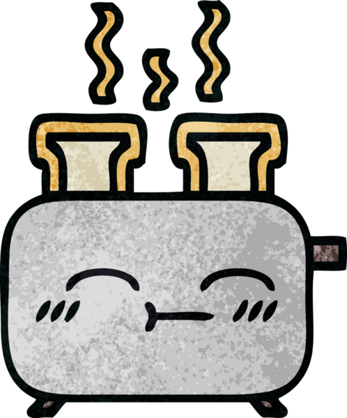 Bir insan tarafından çizilmiş bir tost makinesinin retro grunge doku karikatürü