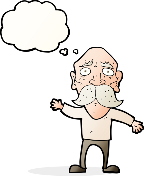 Bir insan tarafından çizilmiş, düşünceli, yaşlı bir adam.