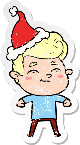 Noel Baba şapkası takan bir adamın insan tarafından çizilmiş üzgün çıkartması.