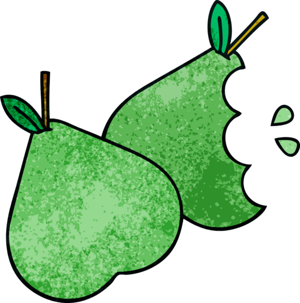 Bir insan tarafından çizilmiş yeşil armut retro grunge desen karikatürü
