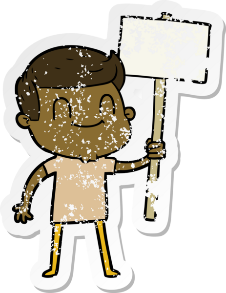 Bir insan tarafından çizilmiş, karikatür dostu bir adamın sıkıntılı çıkartması.