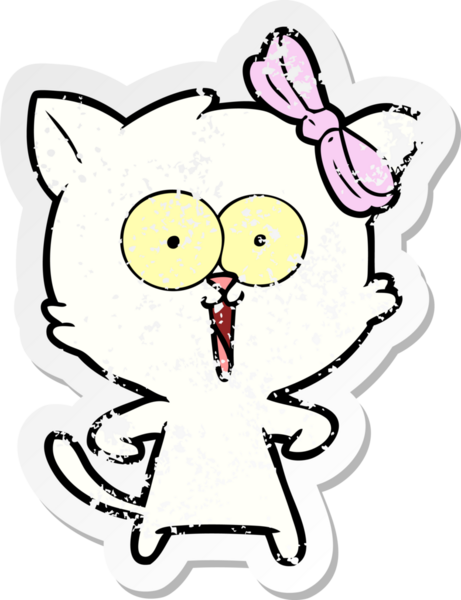 Bir insan tarafından çizilmiş karikatür bir kedinin sıkıntılı çıkartması.