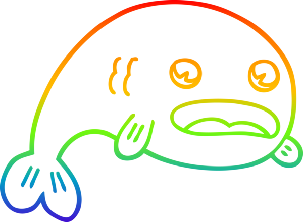 gökkuşağı gradyan çizgisi bir insan tarafından çizilmiş karikatür balığı çizimi