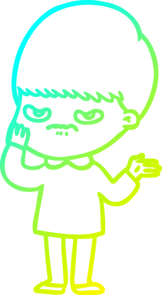 Bir insan tarafından çizilmiş soğuk gradyan çizgi film karakteri.