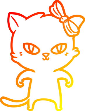 Bir insan tarafından çizilmiş sevimli bir çizgi film kedisinin sıcak çizgi çizgisi.