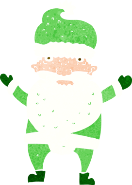 Bir insan tarafından çizilmiş huysuz Noel Baba çizgi filmi.