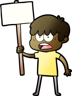 Bir insan tarafından çizilmiş endişeli çizgi film çocuğu.