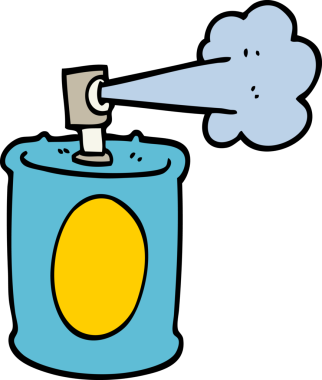 İnsan eliyle çizilmiş karalama tarzı sprey boya kutusu.