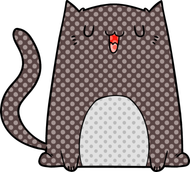 Bir insan tarafından çizilmiş komik çizgi film kedisi.