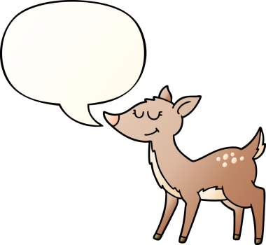 Bir insan tarafından çizilmiş, konuşma baloncuklu çizgi film geyiği.