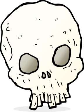 Bir insan tarafından çizilmiş ürkütücü bir kafatası.