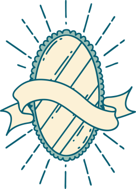 Bir insan tarafından çizilmiş dövme stili parlak aynalı parşömen.