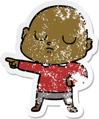 Bir insan tarafından çizilmiş kel bir adamın sıkıntılı çıkartması.