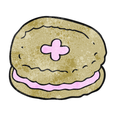 Bir insan tarafından çizilmiş el yapımı çizgi film bisküvisi.