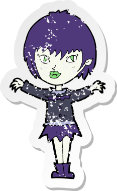 Bir insan tarafından çizilmiş vampir bir kızın gerilimli çıkartması.