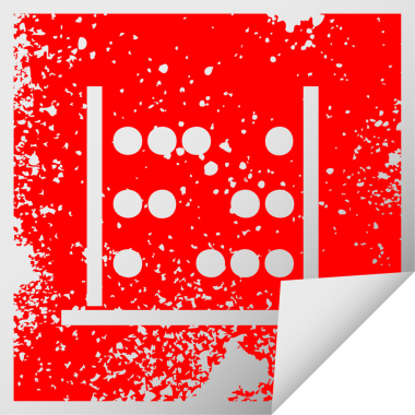 Bir insan tarafından çizilmiş matematik abaküsünün sıkıntılı kare soyma etiketi