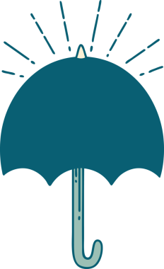 Bir insan tarafından çizilmiş geleneksel dövme stili açık şemsiye çizimi