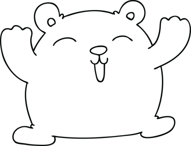 Bir insan tarafından çizilmiş tuhaf çizgi film komik ayısı