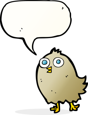 bir insan tarafından çizilmiş konuşma balonlu mutlu kuş.