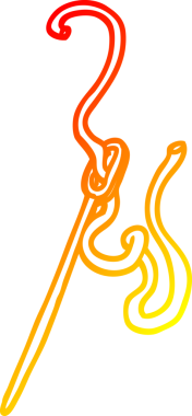 Bir insan tarafından çizilen iğne ve ipliğin sıcak eğimli çizgi çizimi