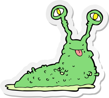 Bir insan tarafından çizilmiş iğrenç bir sümüklü böceğin çıkartması.