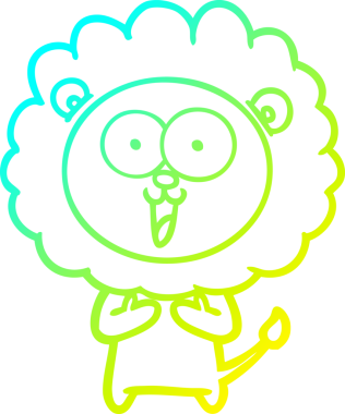 Bir insan tarafından çizilmiş mutlu çizgi film aslanı çizimi.