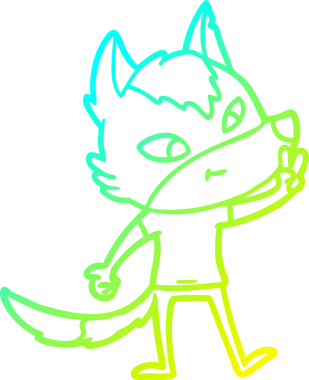 Dost canlısı bir kurdun insan tarafından çizilmiş bir barış işareti çizimi.