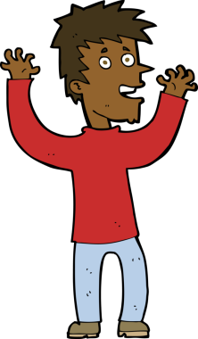 Bir insan tarafından çizilmiş heyecanlı bir çizgi film.