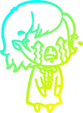 Bir insan tarafından çizilmiş ağlayan vampir kız çizgi filmi.