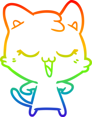 gökkuşağı gradyan çizimi mutlu çizgi film kedisi bir insan tarafından çizildi