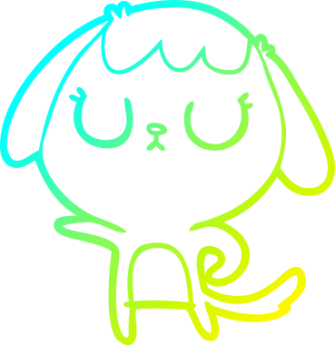 Bir insan tarafından çizilmiş şirin bir çizgi köpeğin soğuk gradyan çizgisi.