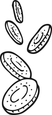 Bir insan tarafından çizilmiş siyah beyaz sikkeler.