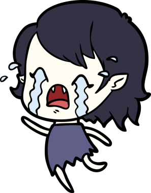 Bir insan tarafından çizilmiş ağlayan vampir kız çizgi filmi.