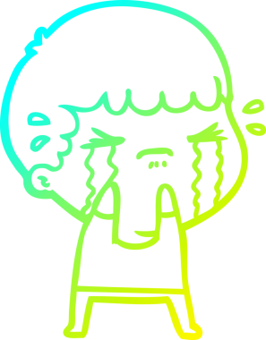 Bir insan tarafından çizilmiş ağlayan bir çizgi film karakteri çizimi.