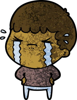 Bir insan tarafından çizilmiş ağlayan çizgi film adamı.