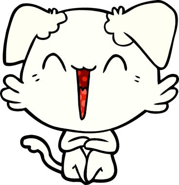 Bir insan tarafından çizilmiş küçük mutlu köpek çizgi filmi.