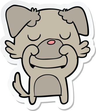 Bir insan tarafından çizilmiş bir köpeğin çıkartması.